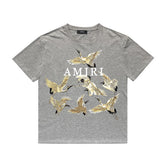 Amiri T Shirt Crane Print Casual Round Neck